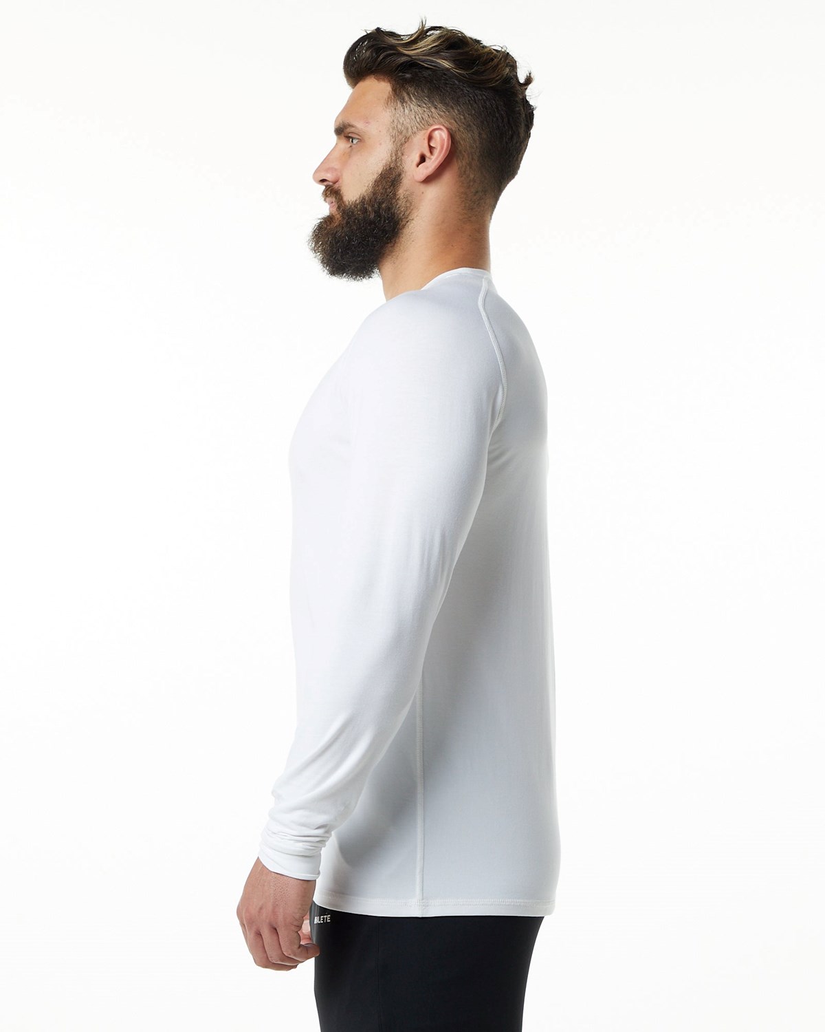 Alphalete Premium Epaulette Long Sleeve Tee Hvide | SQGVM4039