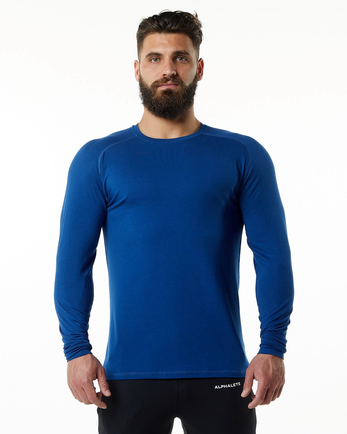 Alphalete Premium Epaulette Long Sleeve Tee Blå | WFQBU9853