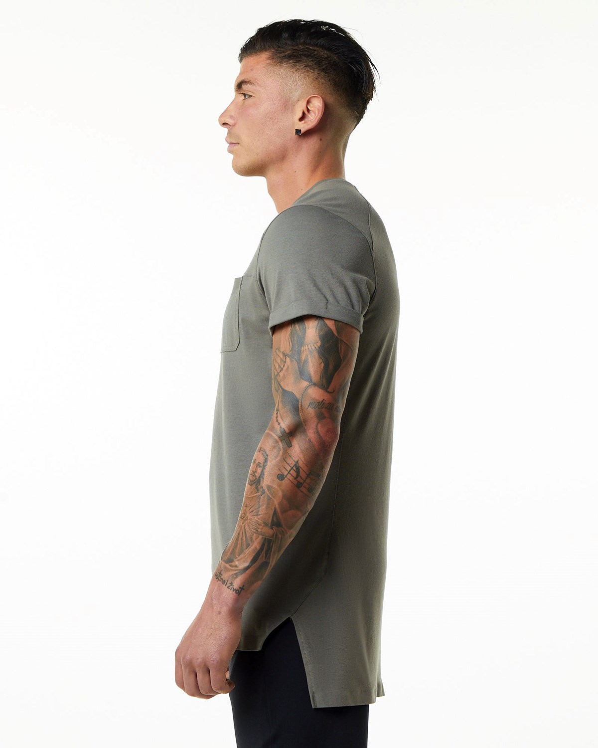 Alphalete Premium Kort Sleeve Pocket Tee Grå | AOSJV3245