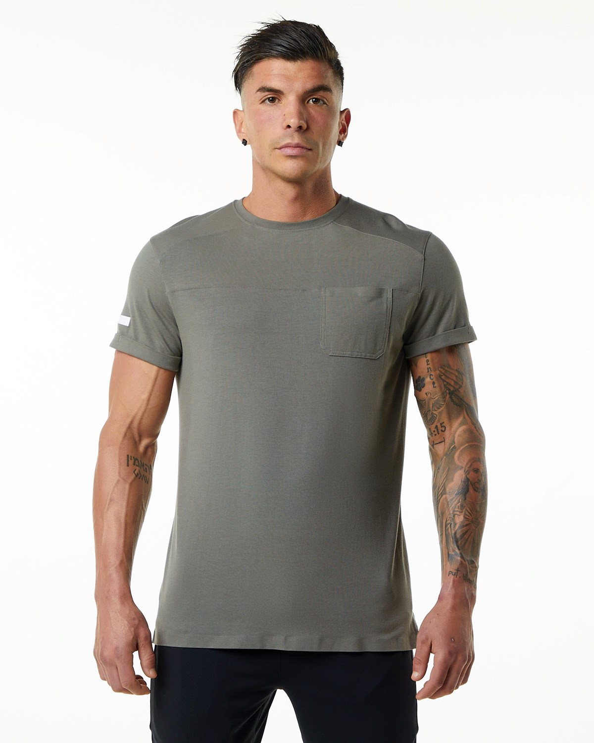 Alphalete Premium Kort Sleeve Pocket Tee Grå | AOSJV3245