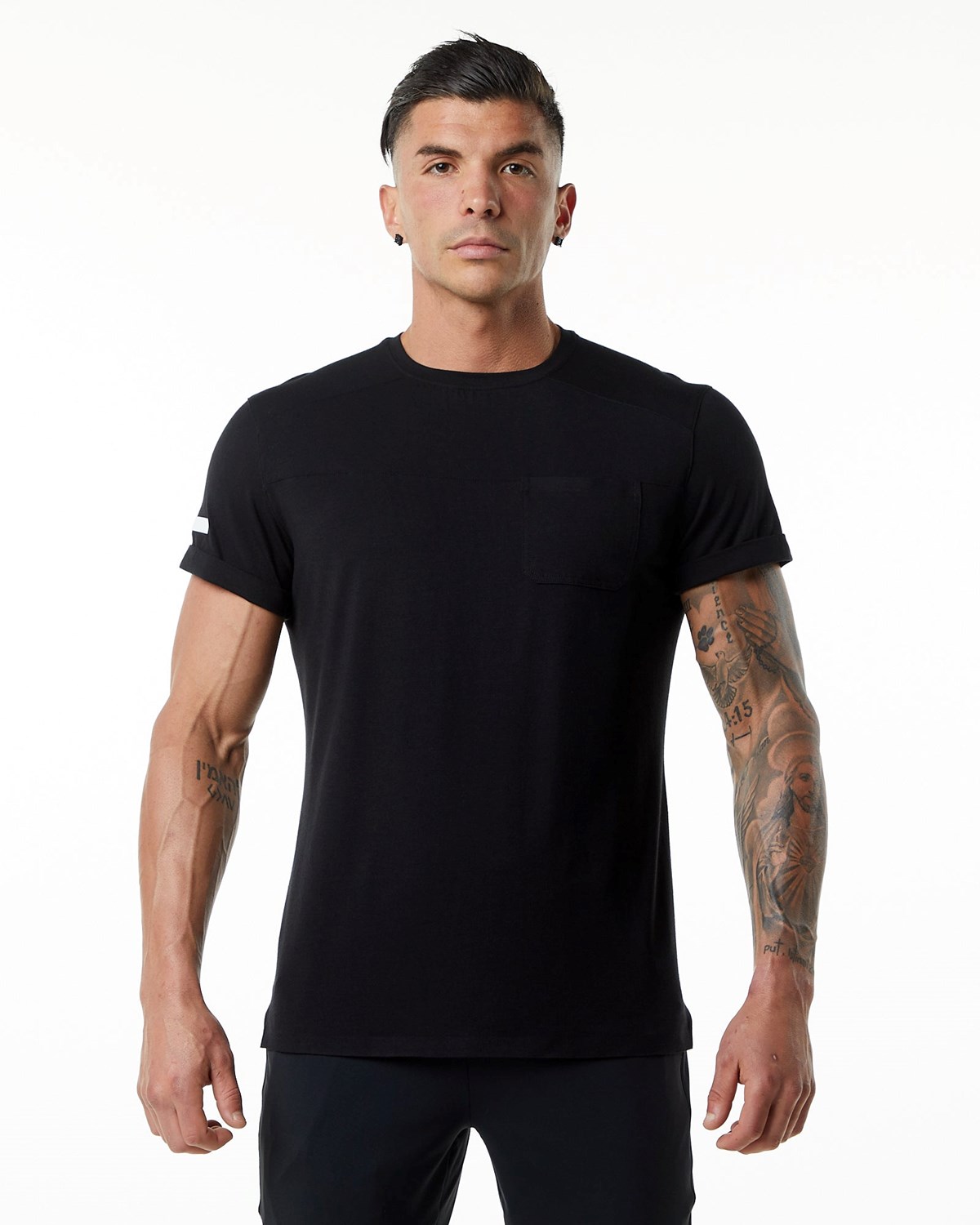 Alphalete Premium Kort Sleeve Pocket Tee Sort | BFOQA5287