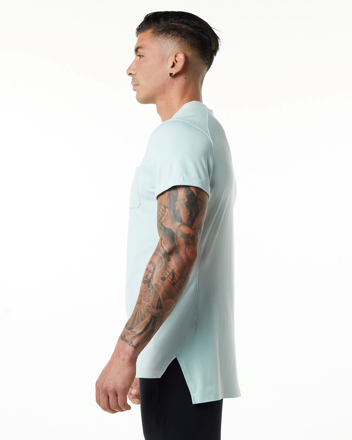 Alphalete Premium Kort Sleeve Pocket Tee Blå | MTDKY1376