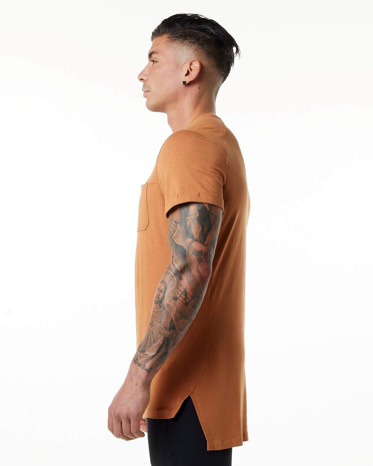 Alphalete Premium Kort Sleeve Pocket Tee Camel | PINQR1594