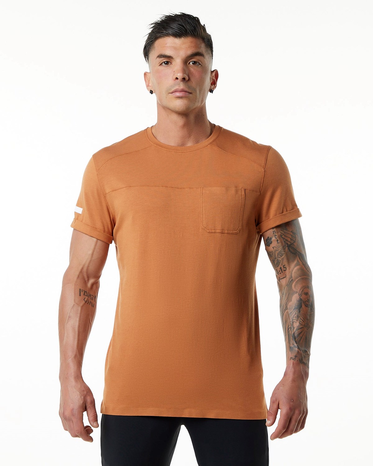 Alphalete Premium Kort Sleeve Pocket Tee Camel | PINQR1594