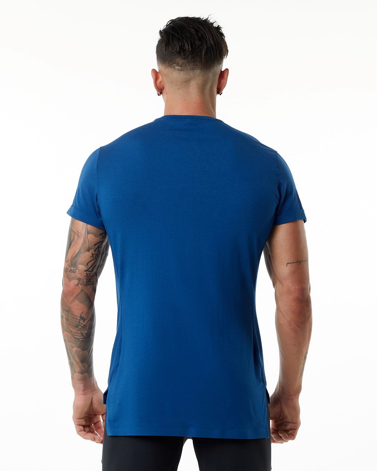 Alphalete Premium Kort Sleeve Pocket Tee Blå | RFIEO0398