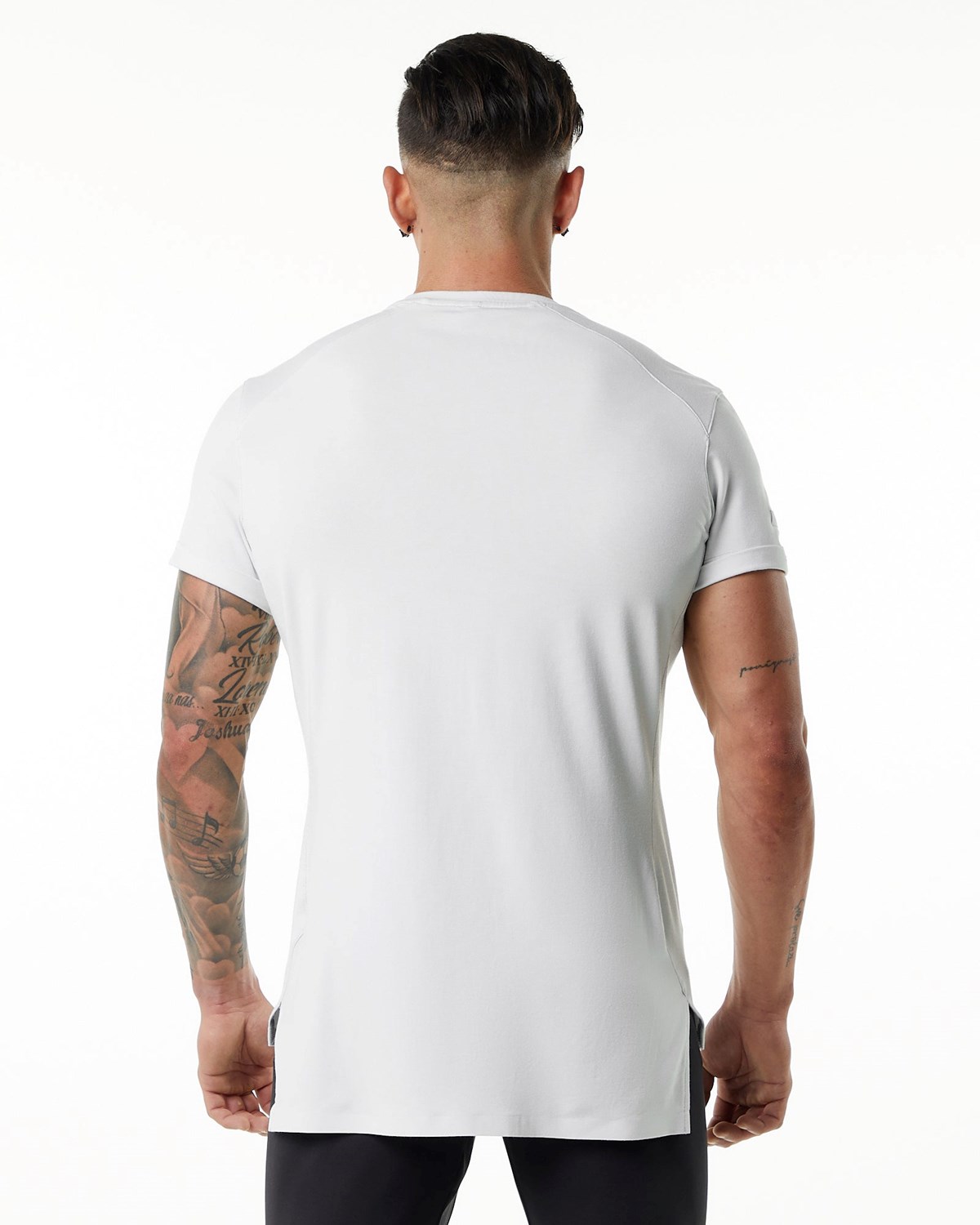 Alphalete Premium Kort Sleeve Pocket Tee Hvide | YQKXR9375