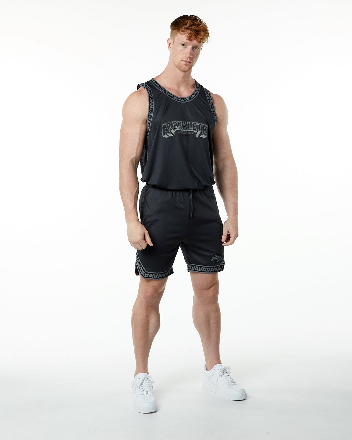 Alphalete Relaxed Fit Jersey Sort | OPARM6327