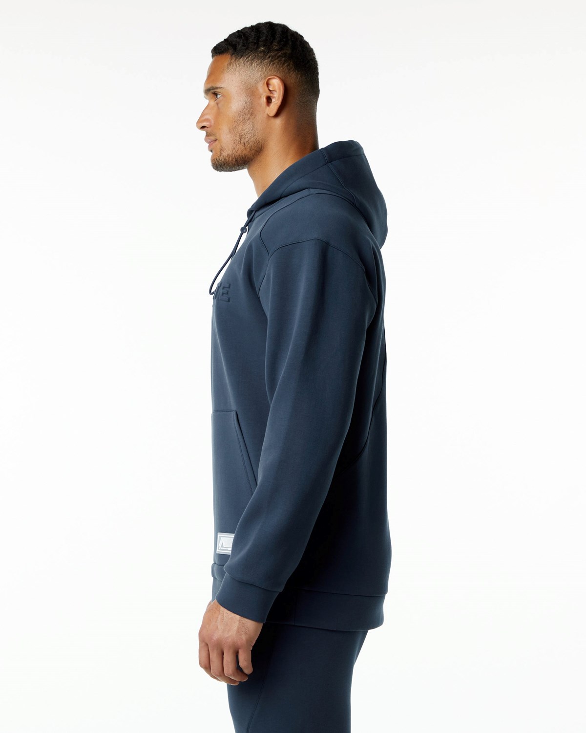 Alphalete Relaxed Interlock Knit Hoodie Mørkeblå | MYNSJ4607