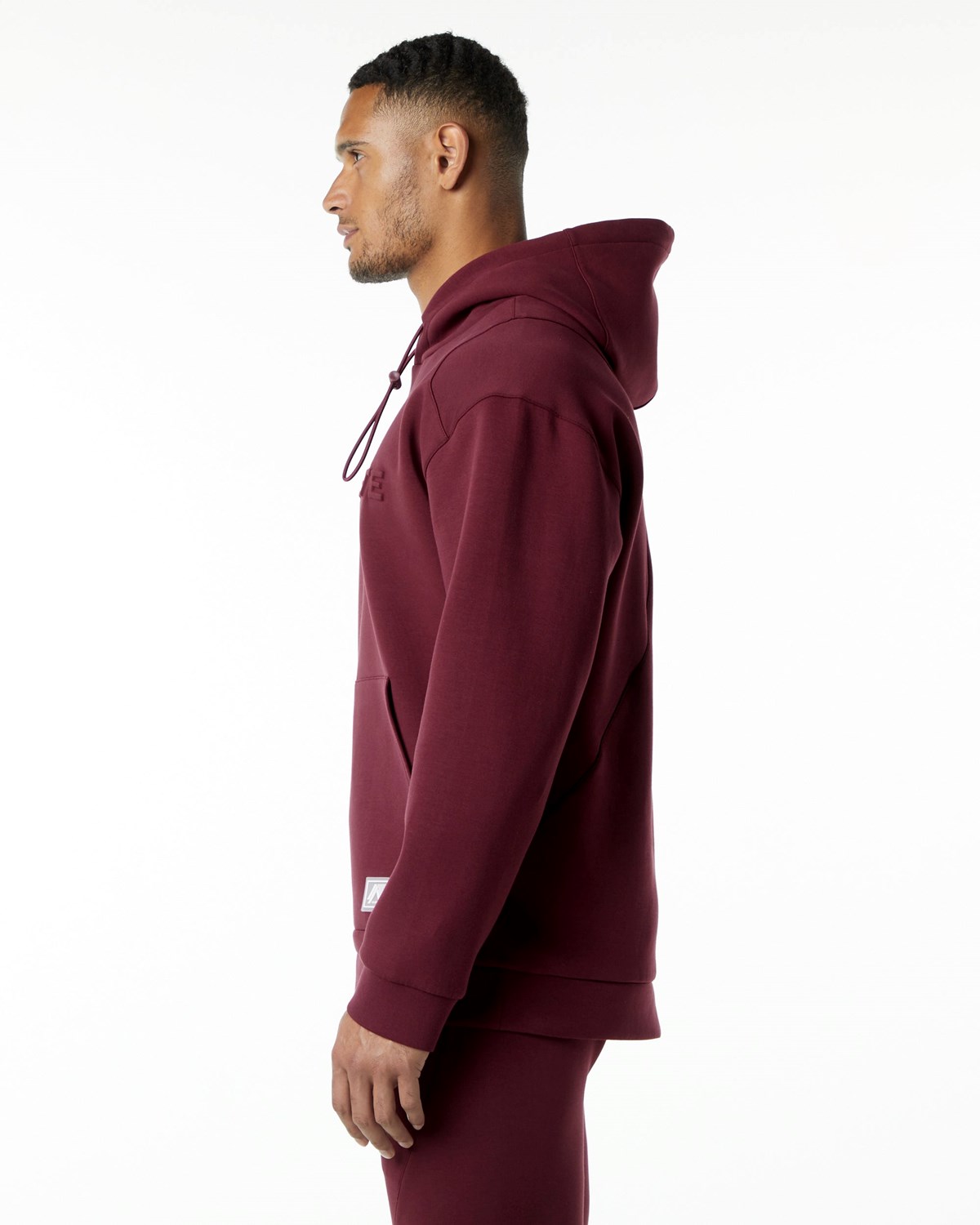 Alphalete Relaxed Interlock Knit Hoodie Bordeaux | UJDYV1097