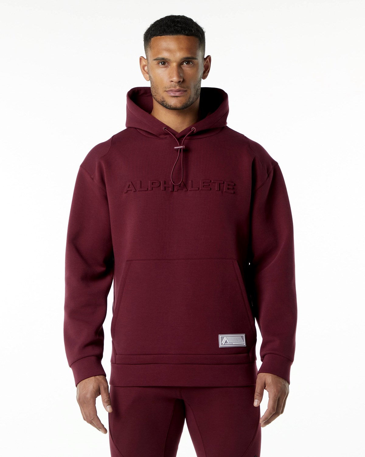 Alphalete Relaxed Interlock Knit Hoodie Bordeaux | UJDYV1097