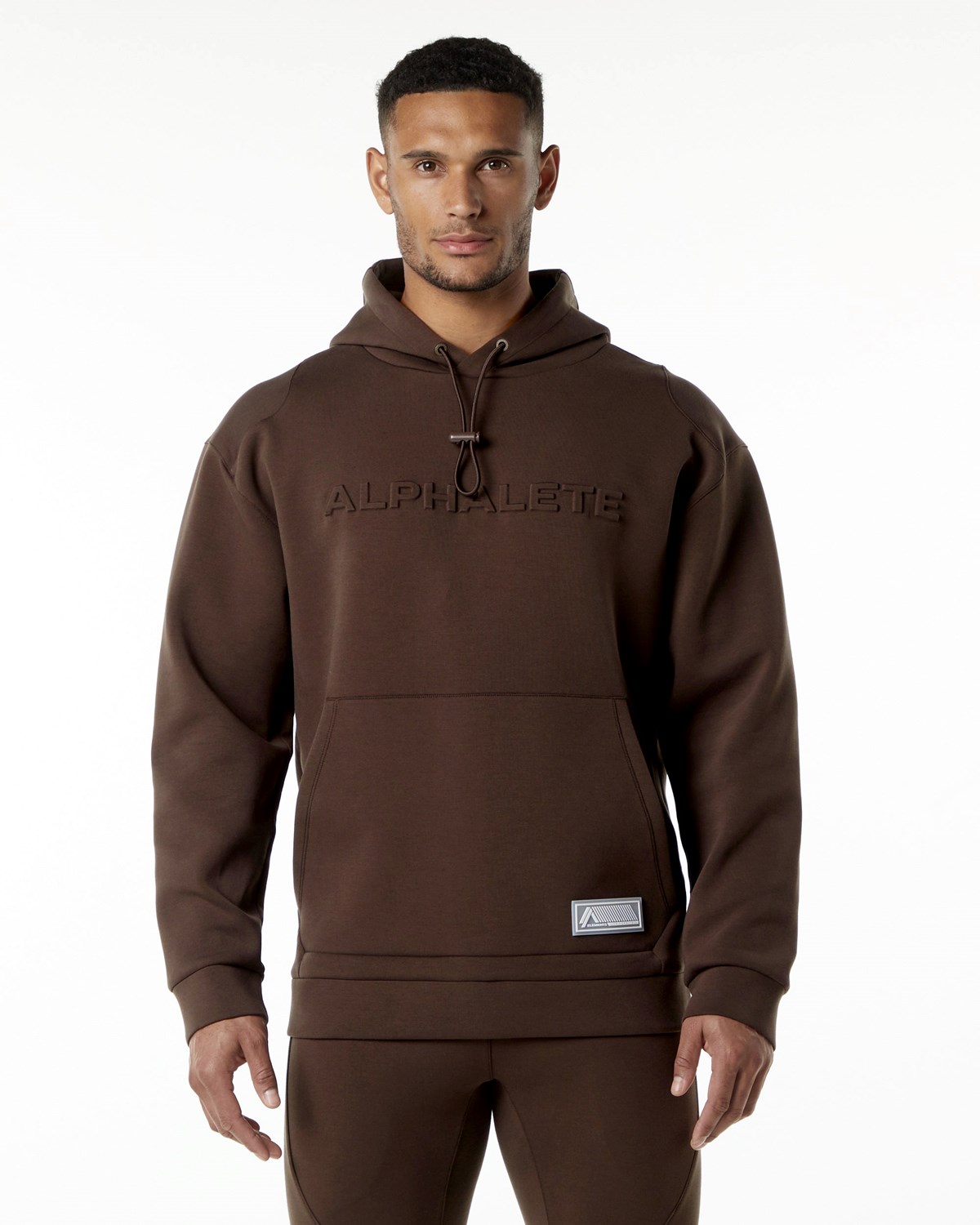 Alphalete Relaxed Interlock Knit Hoodie Brune | VAHZS8243