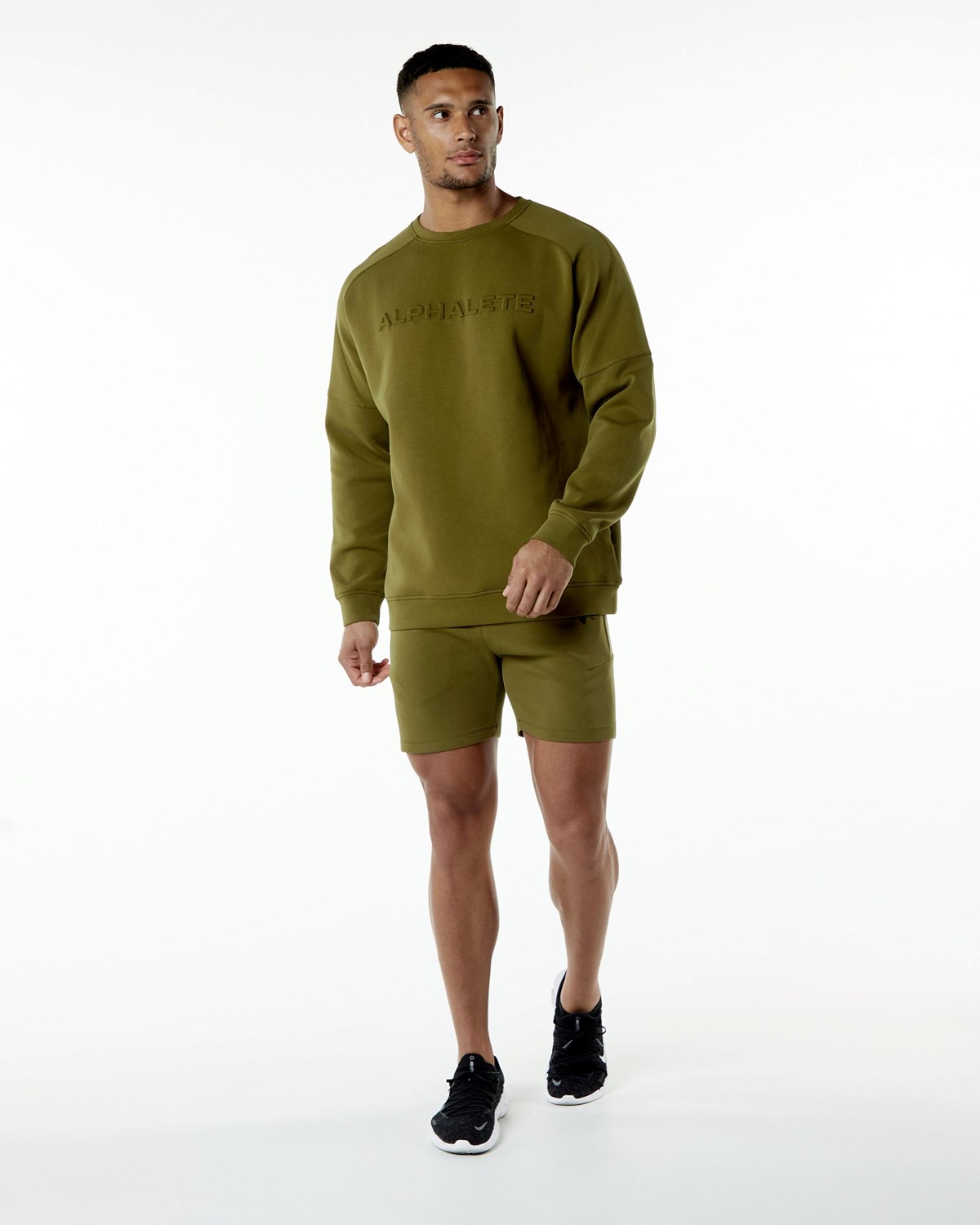 Alphalete Relaxed Interlock Knit Pullover Moss | AVTPF9256