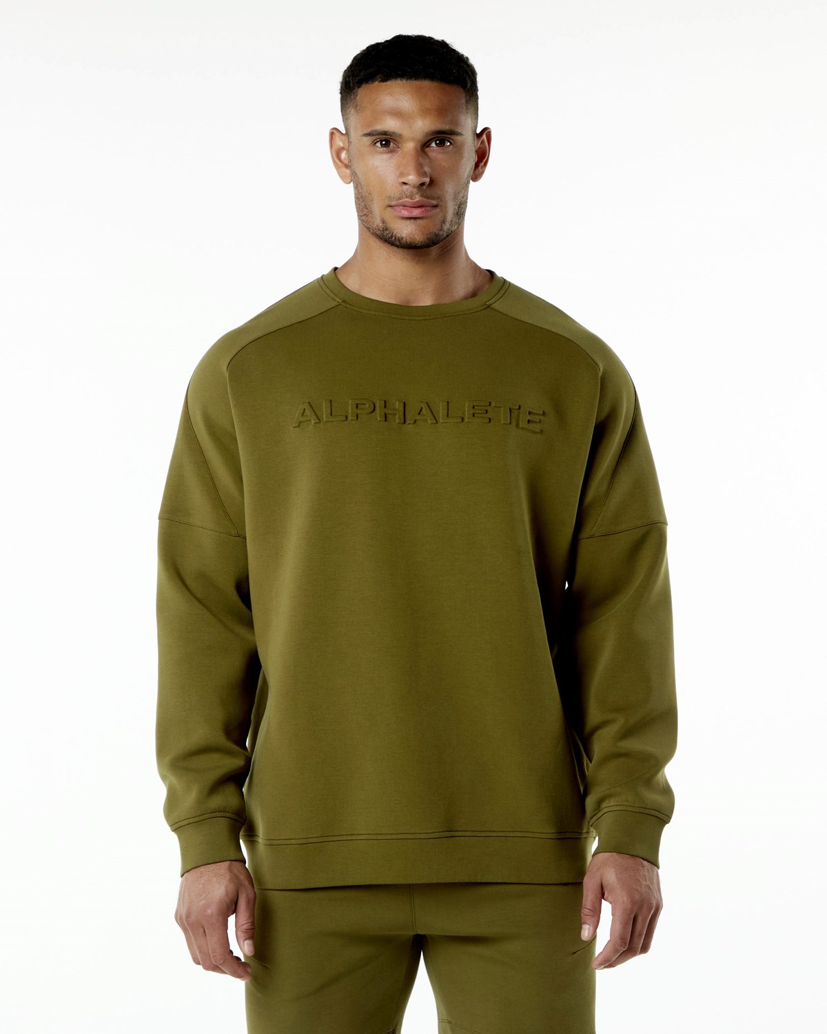 Alphalete Relaxed Interlock Knit Pullover Moss | AVTPF9256