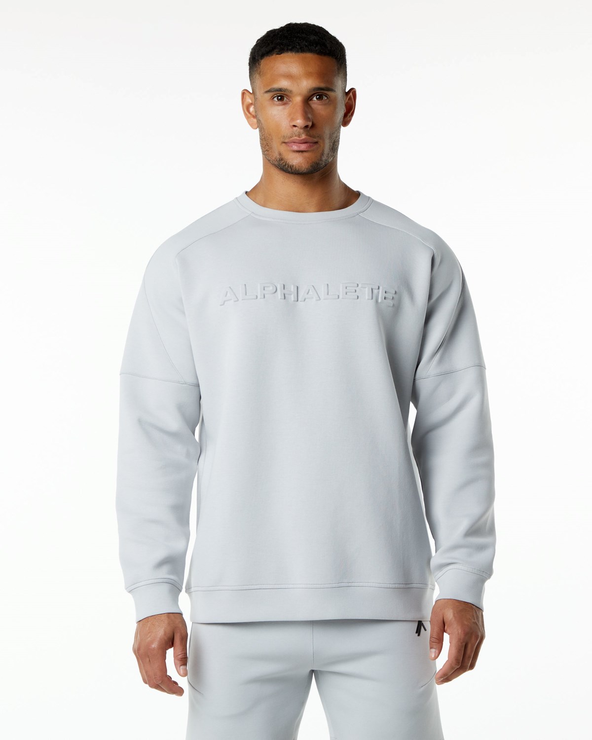 Alphalete Relaxed Interlock Knit Pullover Grå | GMPJB6729