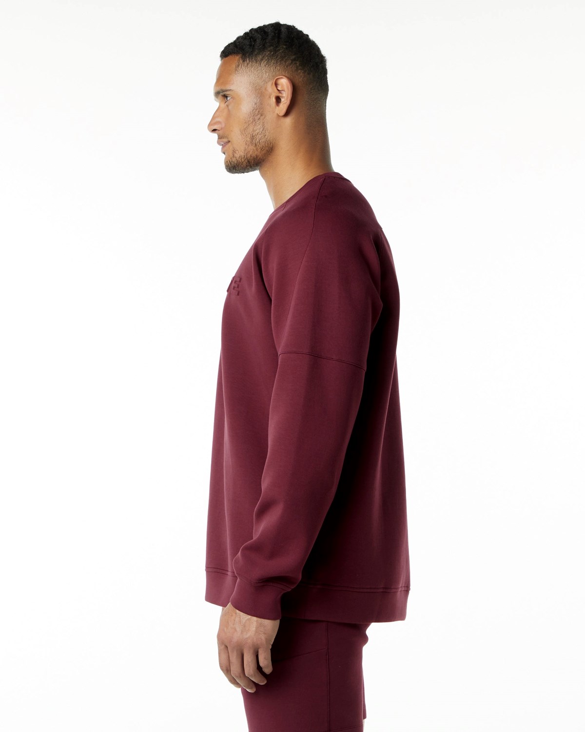 Alphalete Relaxed Interlock Knit Pullover Bordeaux | HBPRJ1928