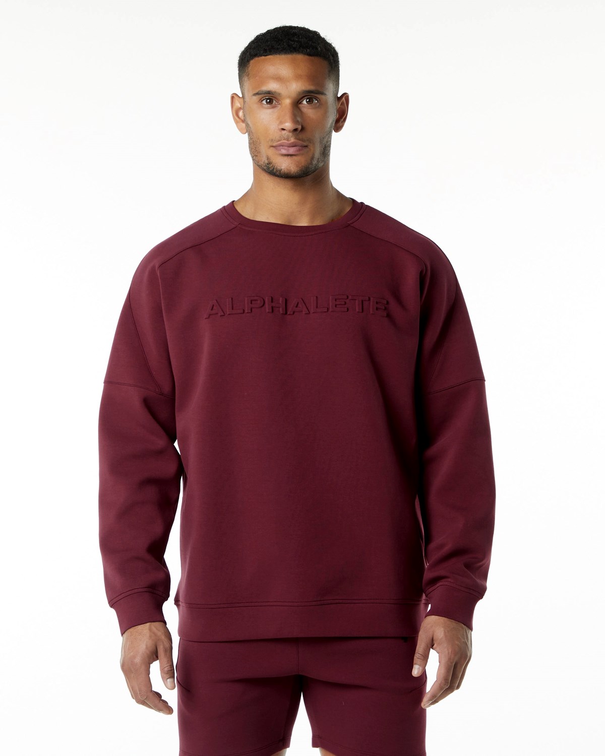 Alphalete Relaxed Interlock Knit Pullover Bordeaux | HBPRJ1928