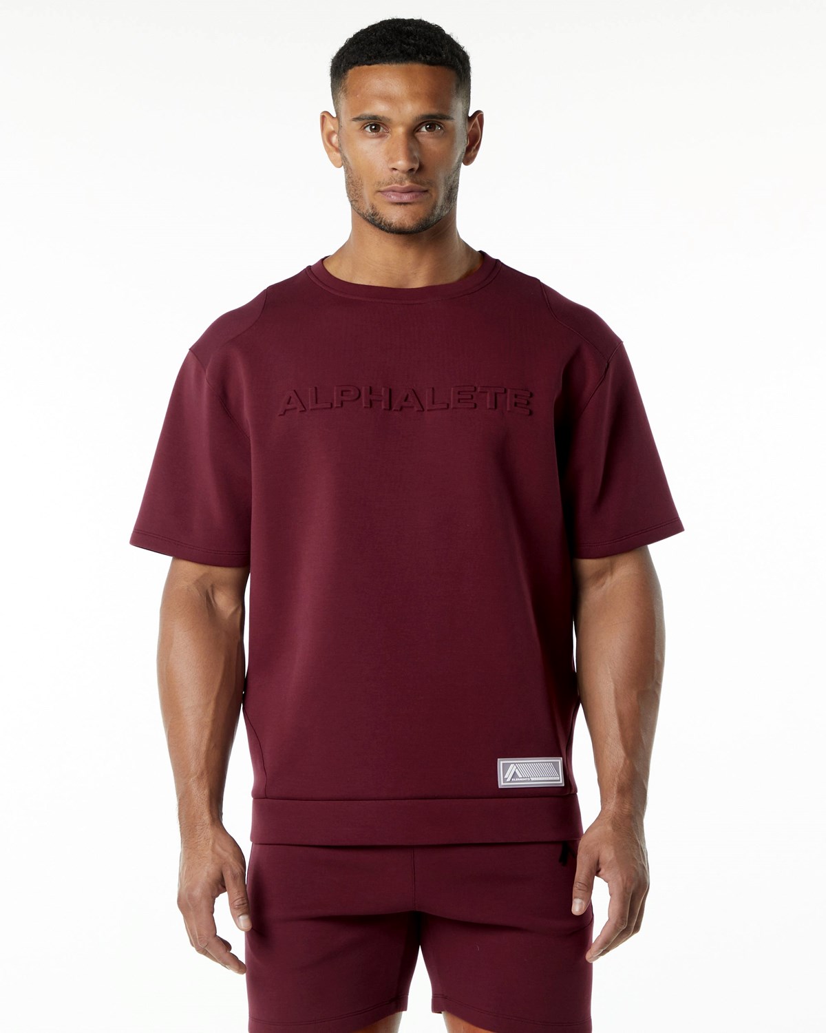 Alphalete Relaxed Interlock Knit Pullover Bordeaux | JKZYF5310