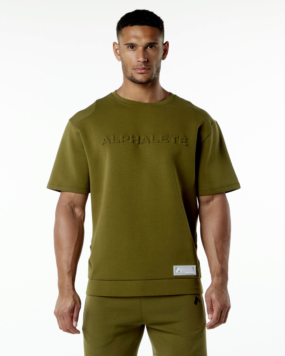 Alphalete Relaxed Interlock Knit Pullover Moss | JQXWG3928