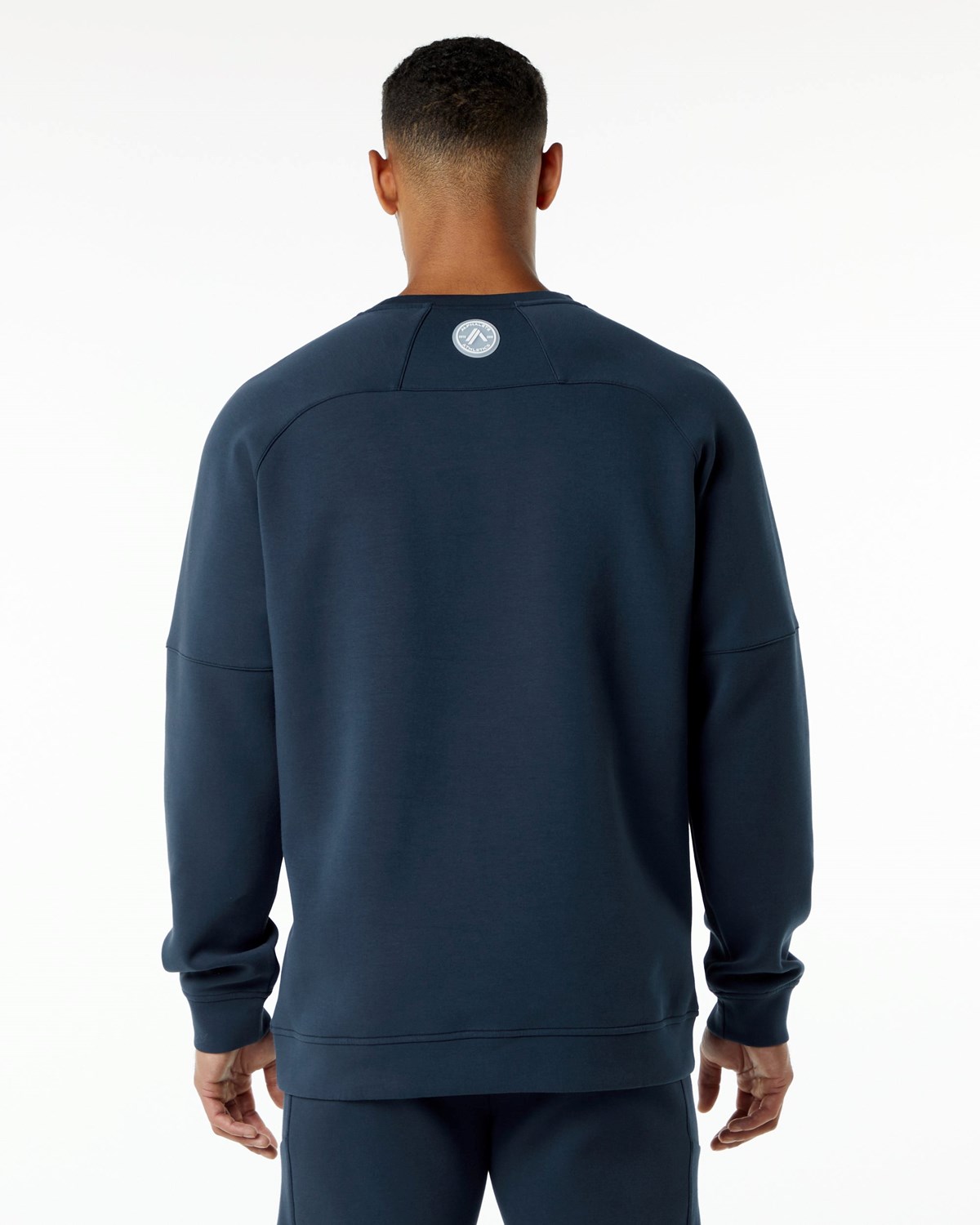 Alphalete Relaxed Interlock Knit Pullover Mørkeblå | NCHZK3102