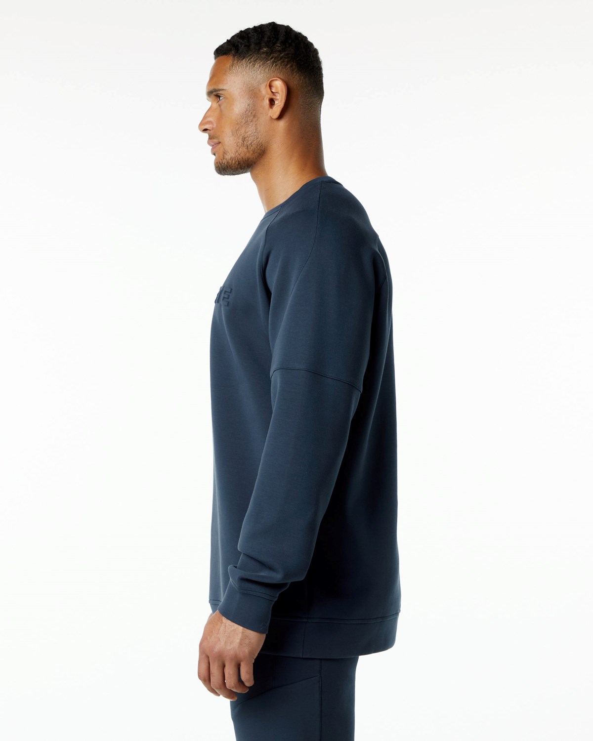 Alphalete Relaxed Interlock Knit Pullover Mørkeblå | NCHZK3102