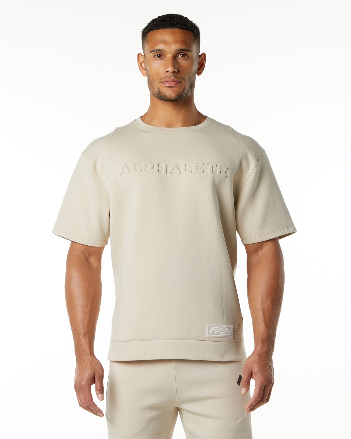 Alphalete Relaxed Interlock Knit Pullover Vanilla | XGQHM7106