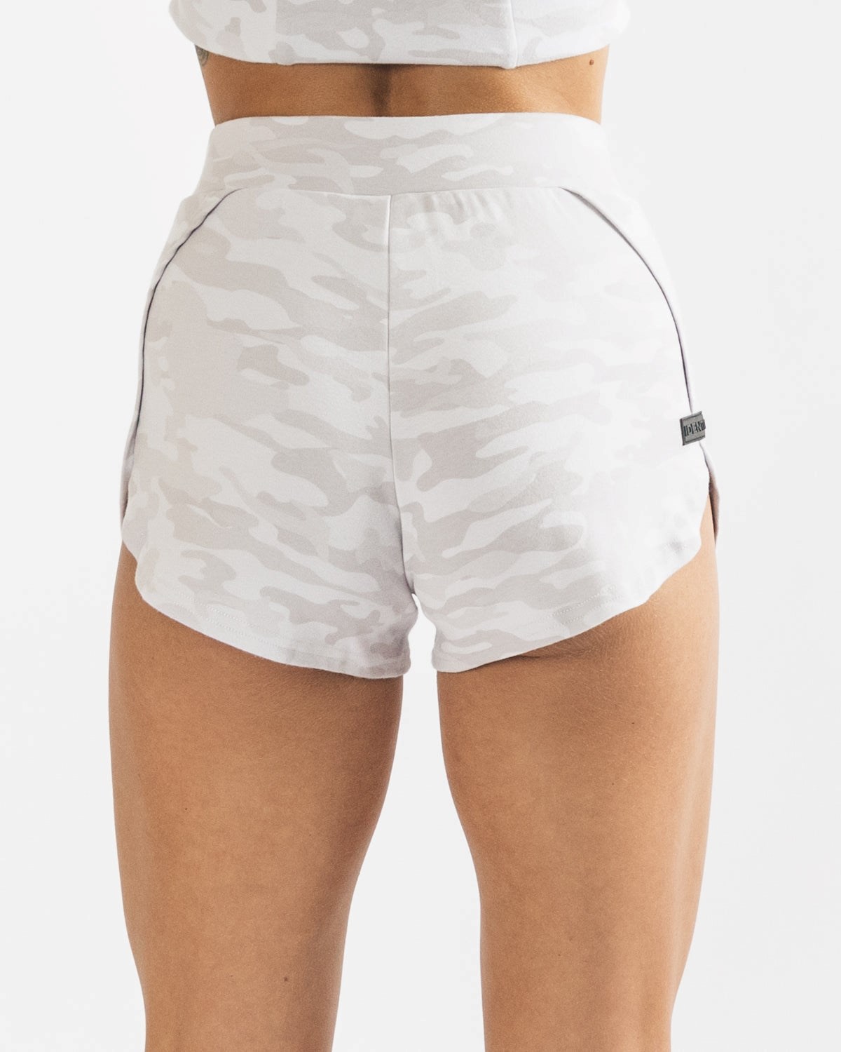 Alphalete Relaxed Single-Brushed High Slit Kort Sølv Camo | YHKPT3068