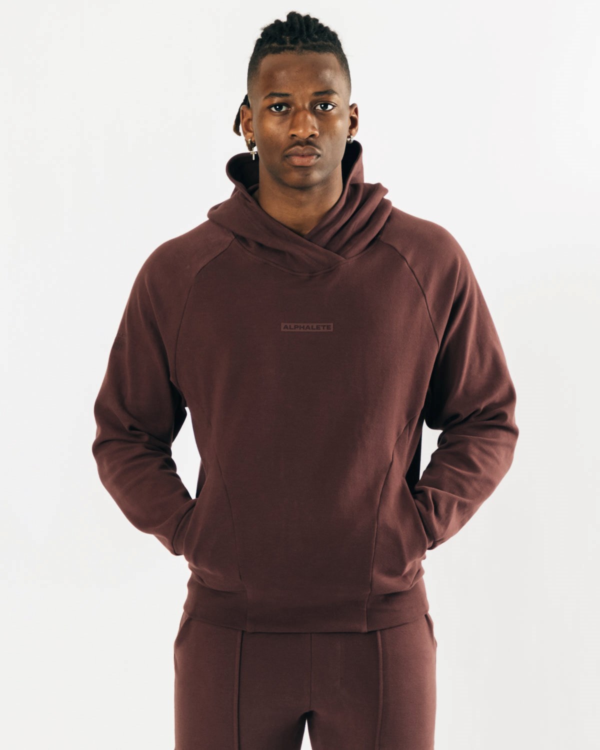 Alphalete Relaxed Single-Brushed Pullover Hoodie Mahogany | BLUFR0957