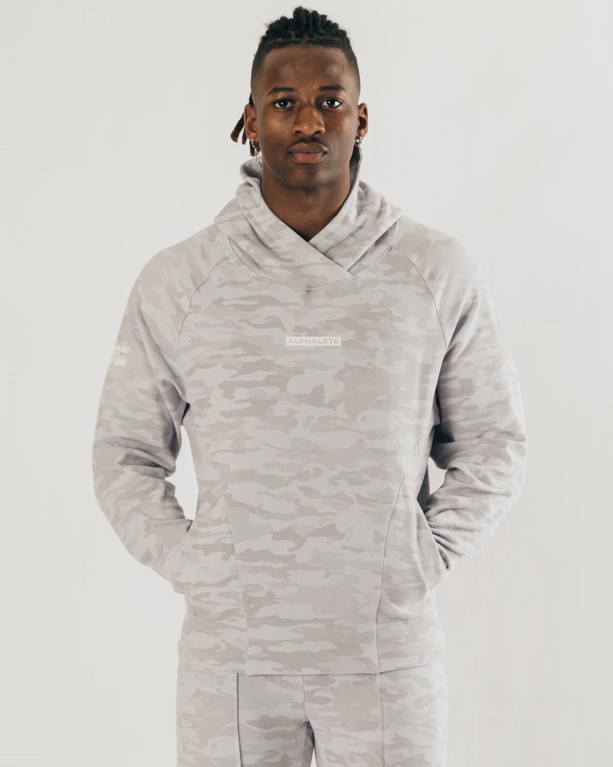 Alphalete Relaxed Single-Brushed Pullover Hoodie Sølv Camo | DCNTG0341