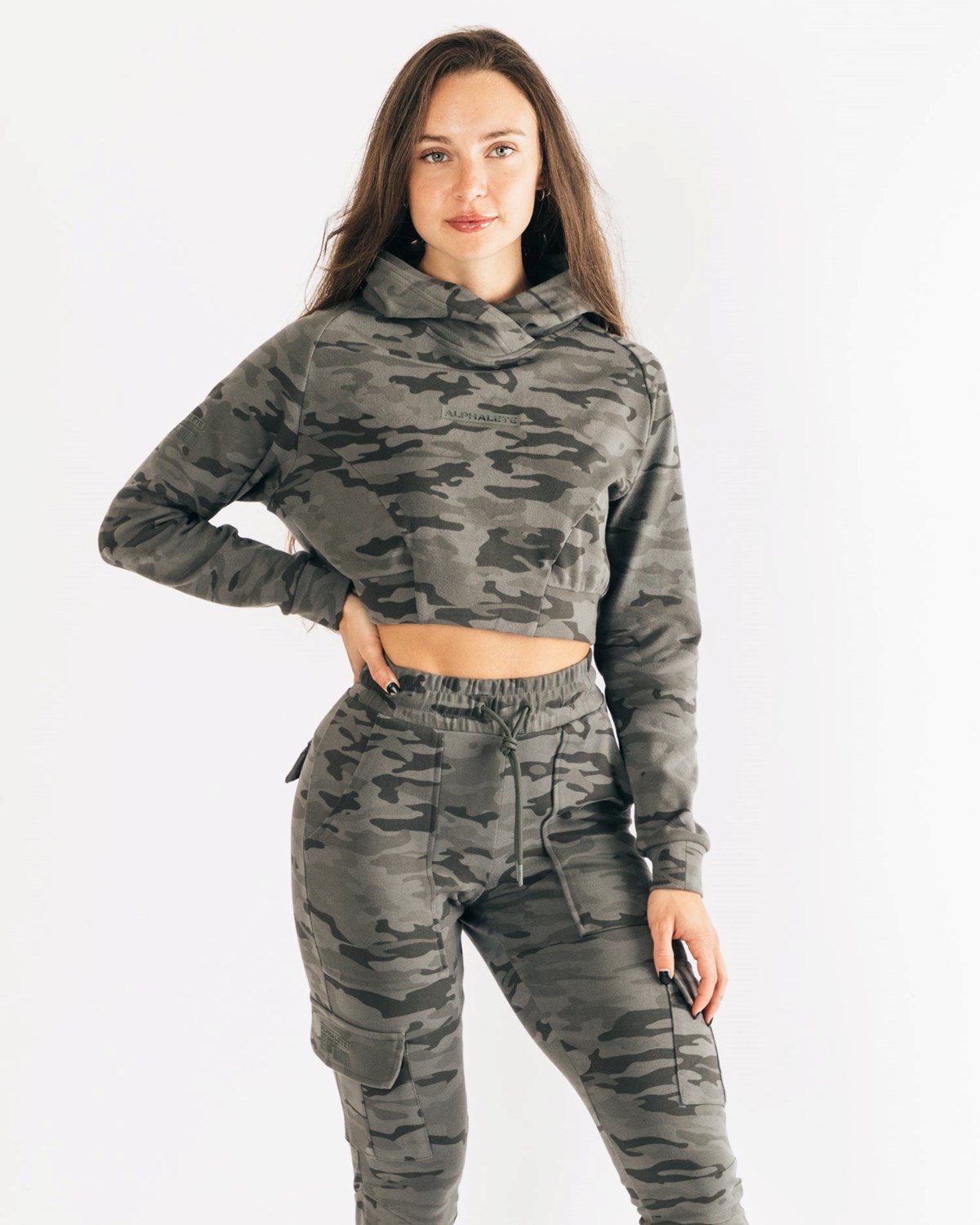 Alphalete Relaxed Single-Brushed Pullover Hoodie Camo | FSLYR1586