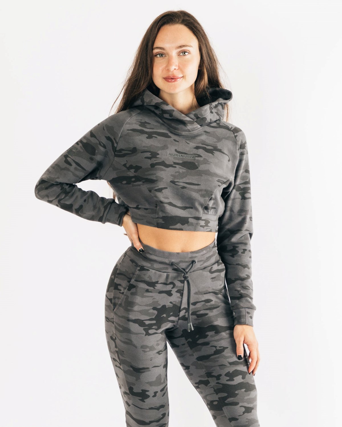 Alphalete Relaxed Single-Brushed Pullover Hoodie Camo | RBZNE7625