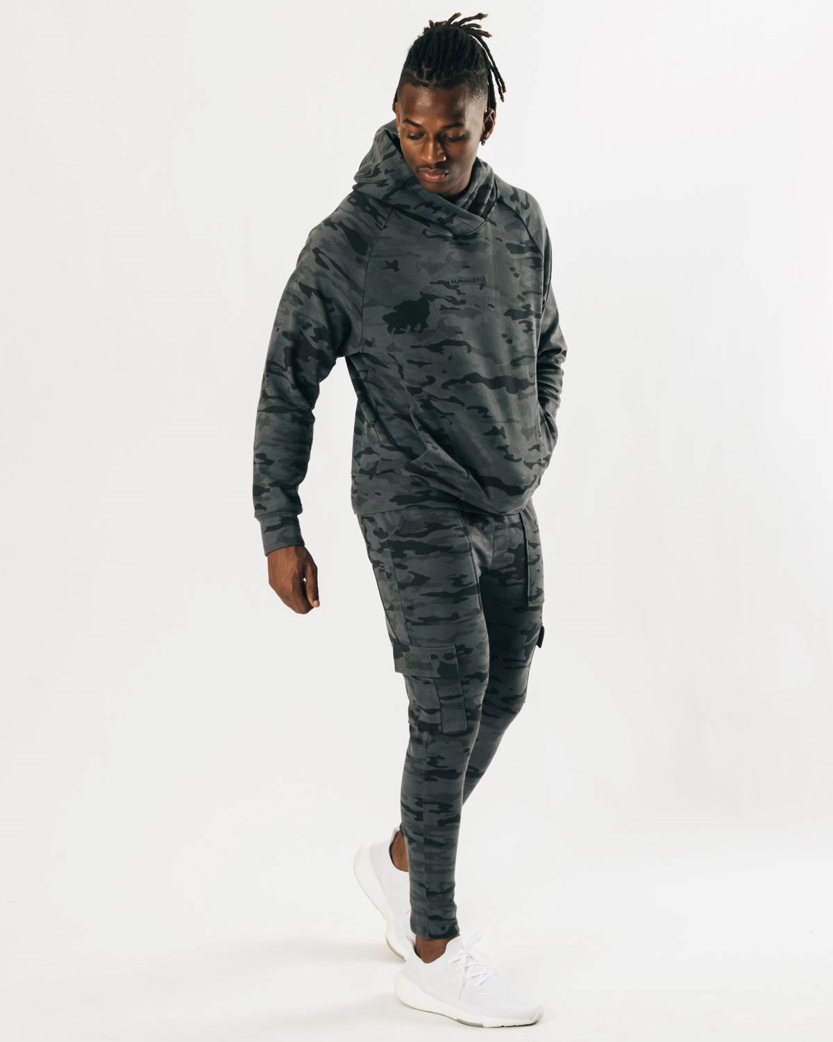 Alphalete Relaxed Single-Brushed Pullover Hoodie Camo | TXKSC0518