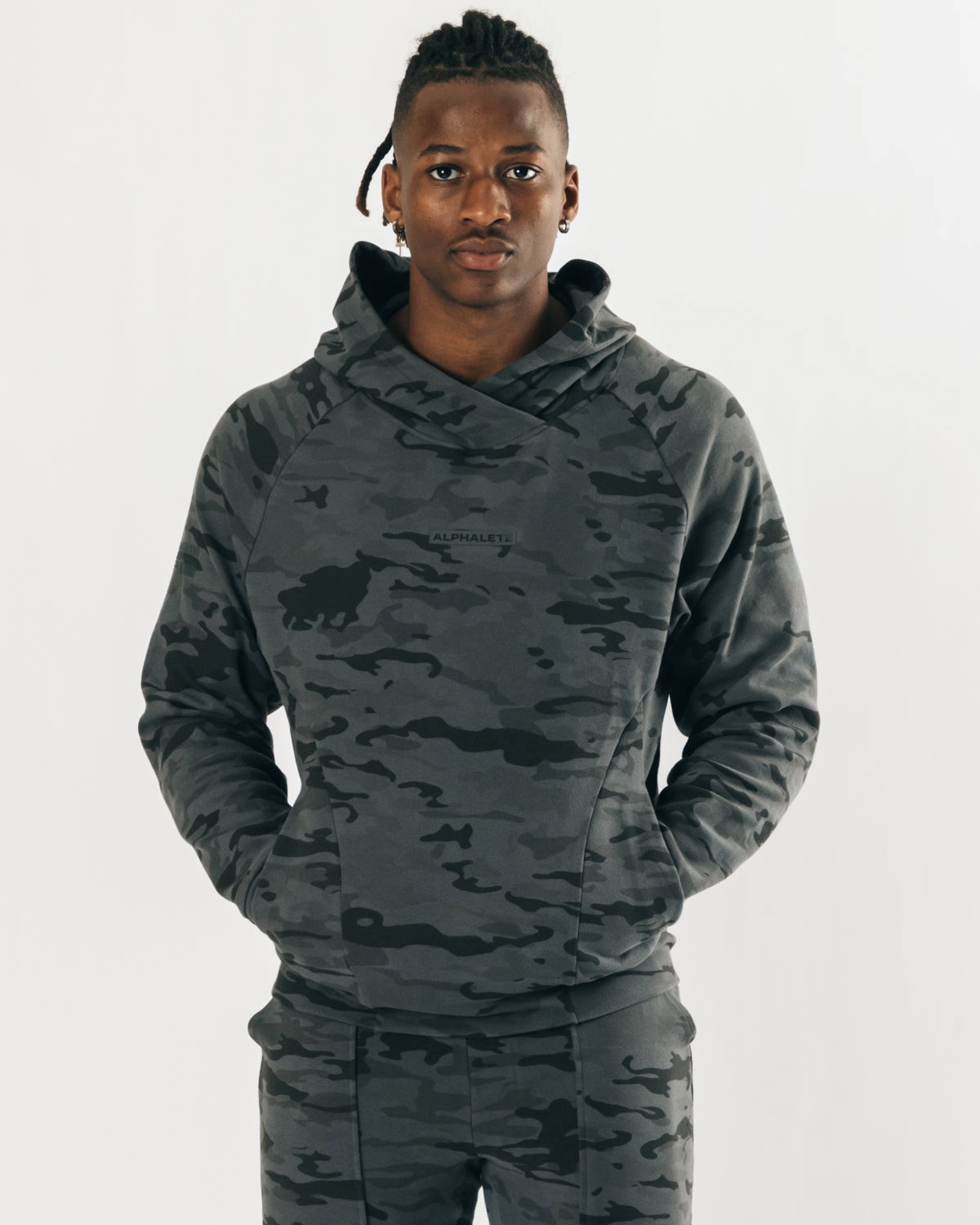 Alphalete Relaxed Single-Brushed Pullover Hoodie Camo | TXKSC0518