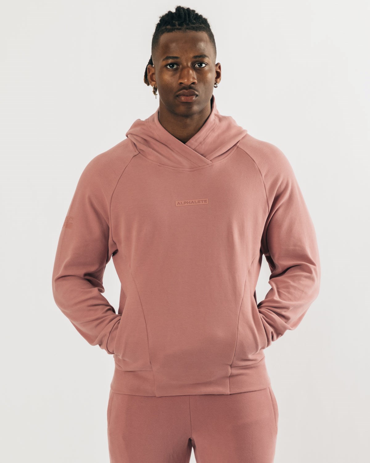 Alphalete Relaxed Single-Brushed Pullover Hoodie Cranberry Ice | VLFBG7465