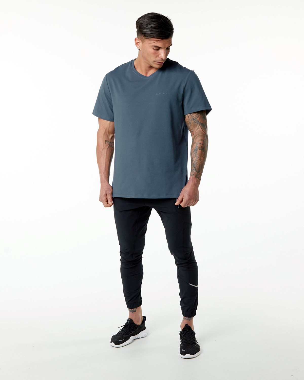 Alphalete Set-In Sleeve Tee Blå | GLVWM1653