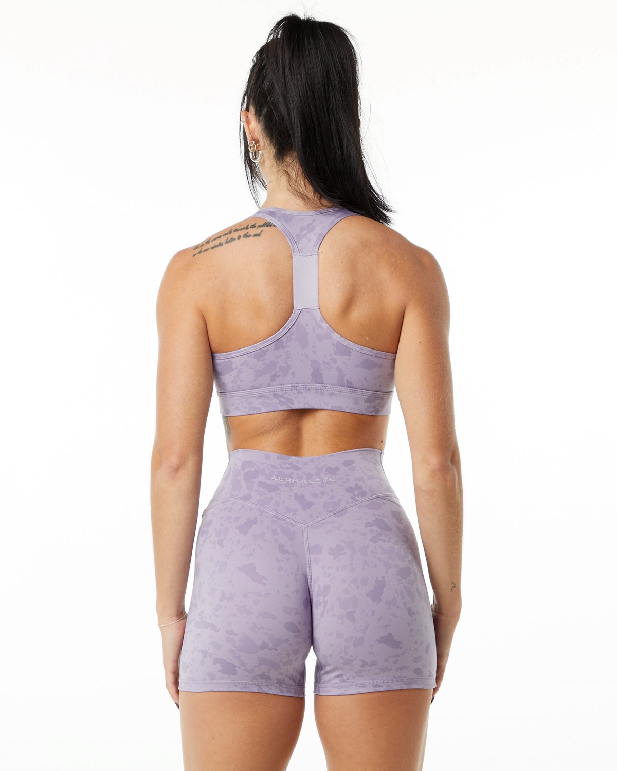 Alphalete Single Brushed Bra Pebble Print Misty Lilac | XYMJU8915