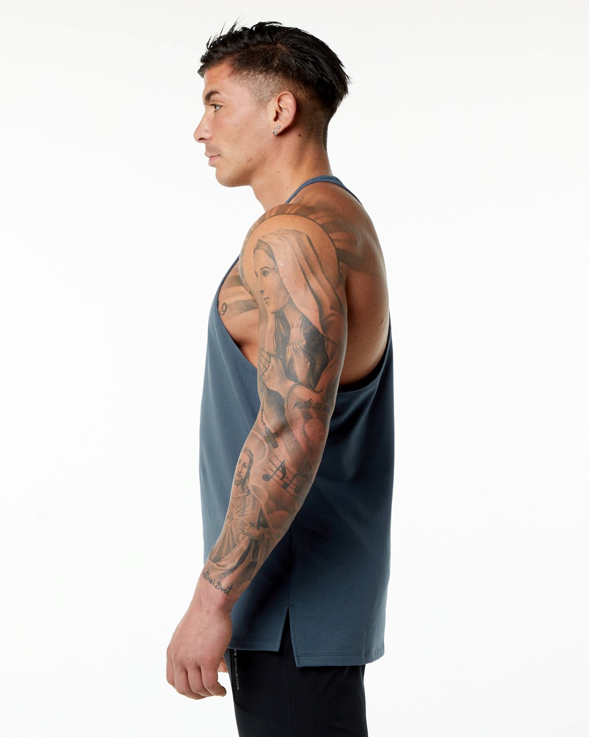 Alphalete Stepped Hem Stringer Blå | LROYG8295